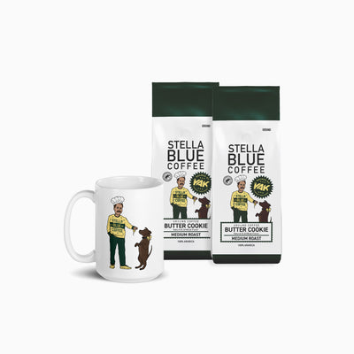 Butter Cookie Bundle-Bundles-Stella Blue Coffee-Butter Cookie Mug (15 oz)-Grounds (12 oz)-Grounds (12 oz)-Stella Blue Coffee