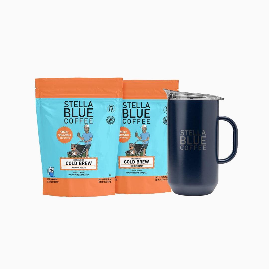 Cold Brew Pitcher Bundle-Bundles-Stella Blue Coffee-Miss Peaches Blend-Navy-Stella Blue Coffee