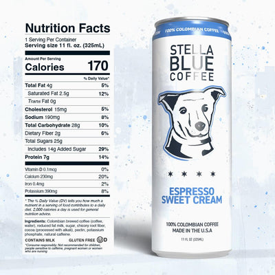 Sweet Cream Canned Latte 4 Pack | Stella Blue Coffee
