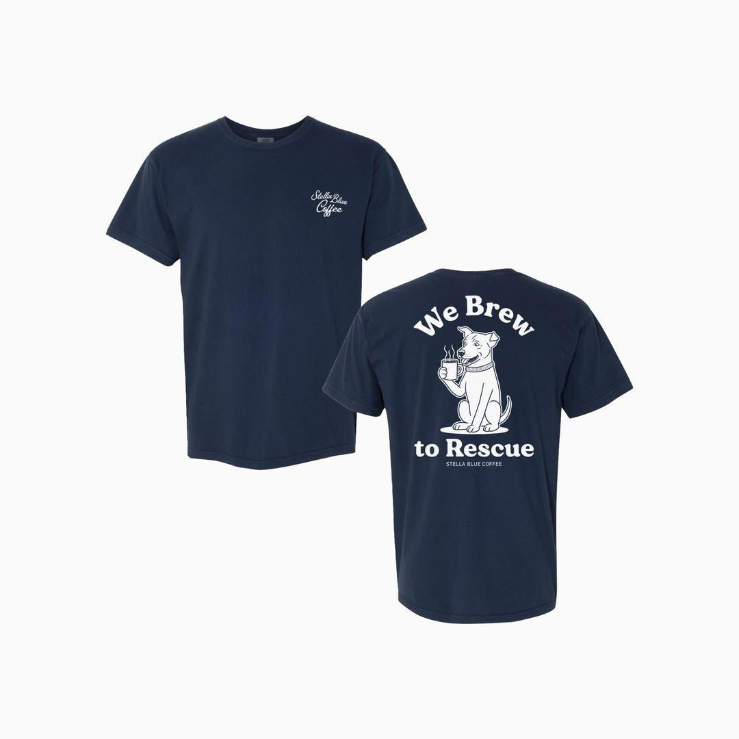 We Brew To Rescue Tee-T-Shirts-Stella Blue Coffee-Stella Blue Coffee
