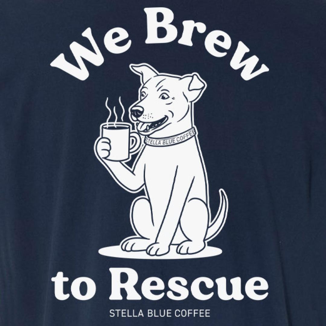 We Brew To Rescue Tee-T-Shirts-Stella Blue Coffee-Stella Blue Coffee